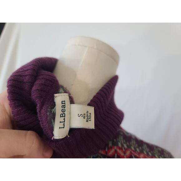L. L. Bean Purple Fair Isle Knitted Turtleneck Sweater Small Cotton Cashmere - Picture 5 of 5